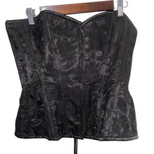 Lavish Black Lace Front Zipper Corset